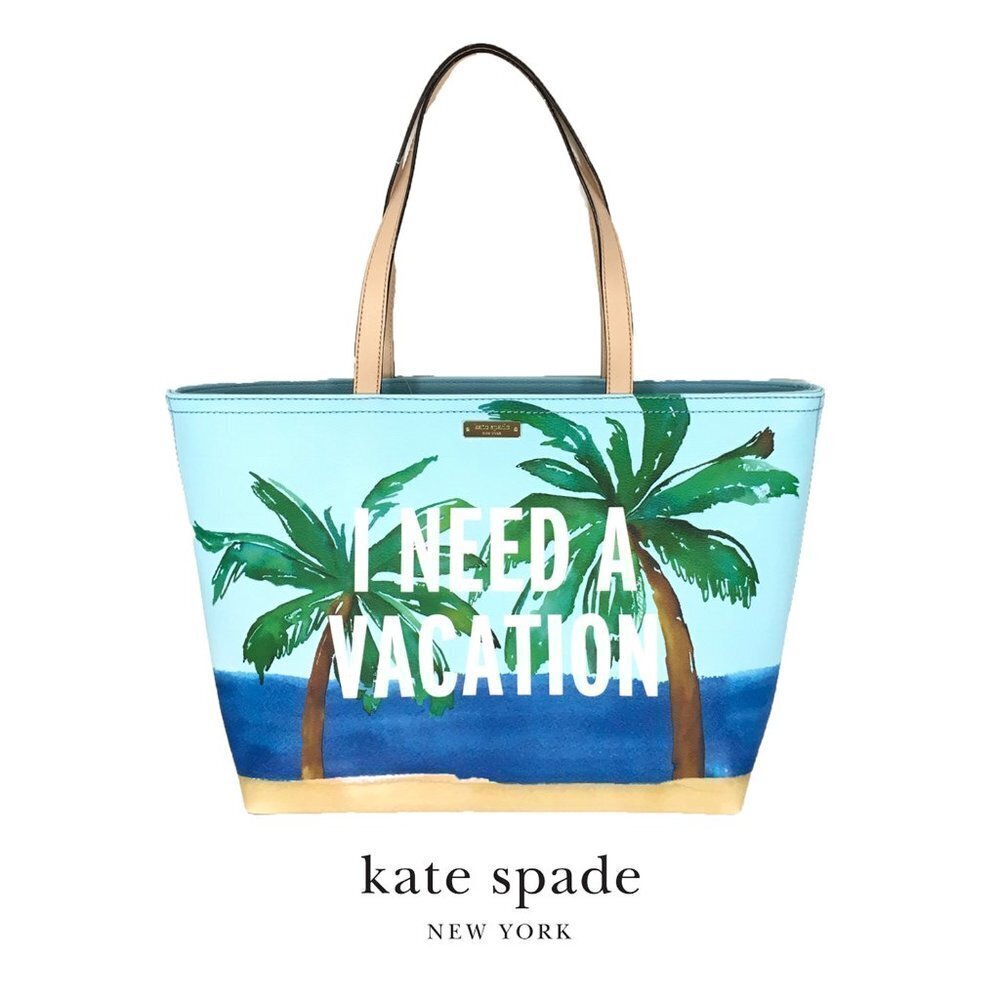KATE SPATE "I Need A Vacation" Francis Serious Tote Bag​​​​​​​​​​​